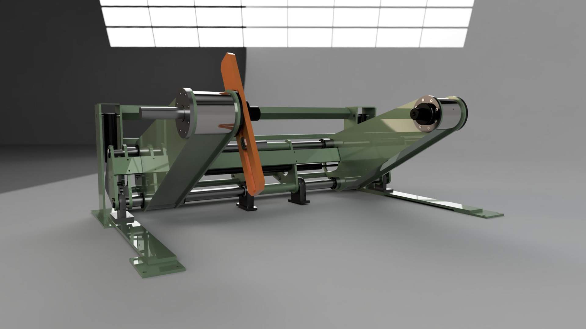 Bobinatore industriale GF - Vista completa sistema avvolgimento bobine industriali con sfondo