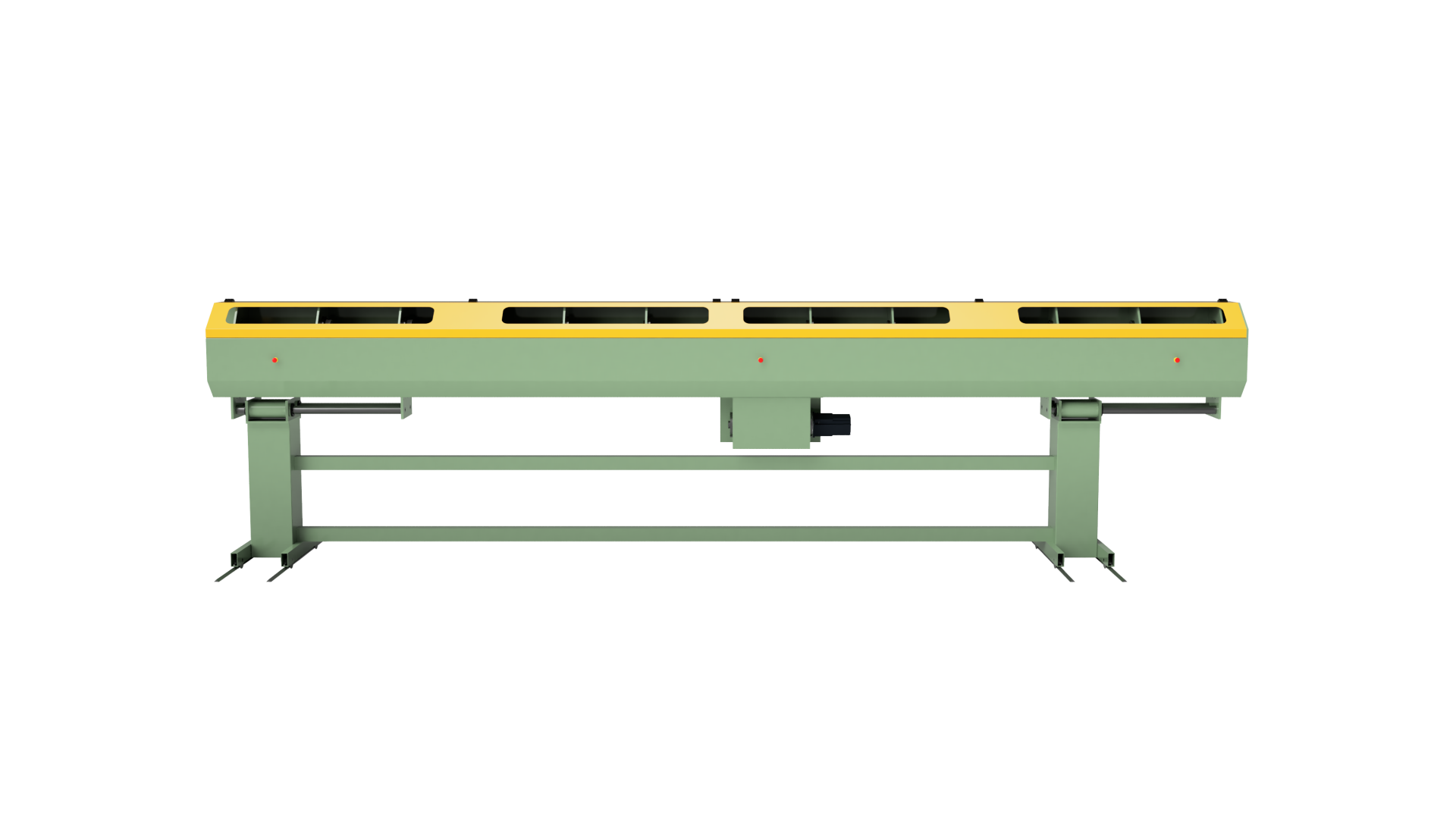 GF SZ stranding machine - front view of the SZ strander with full-length yellow safety guards