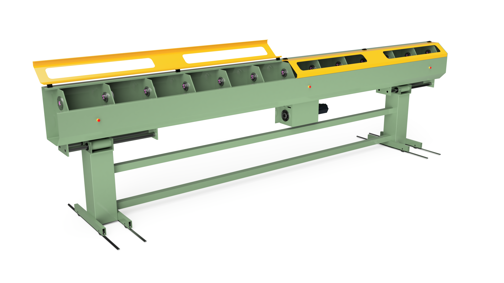GF SZ stranding machine - open guard view showing the stranding rotor and capsule stations